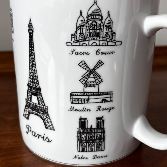 222 Fifth Around The City Paris Jumbo Mug 28oz Latte Soup Porcelain Eiffel Tower - Picture 8 of 12